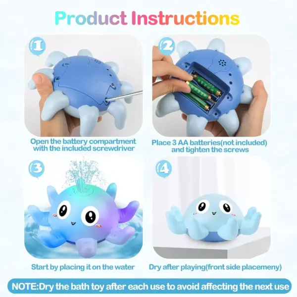 100122-20fbe8.webp Electric Octopus Baby Bath Toy with Sprinkler, Music & LED Light