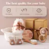 100177-e4a068.webp Baby Cartoon Bear Rattle & Milestone Set - Newborn Blanket, Towel, and Bracelet Gift