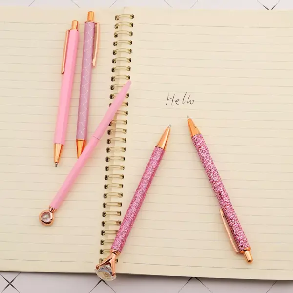Luxury Pink Rhinestone Ballpoint Pen Set