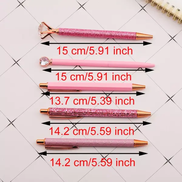 Luxury Pink Rhinestone Ballpoint Pen Set