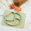 Baby Silicone Dinner Plate with Cartoon Fox Design