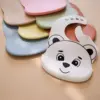 Adjustable Silicone Baby Bib with Crumb Catcher and Cute Bear Design
