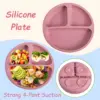 3-Piece Silicone Baby Feeding Set with Suction Bowl, Divided Plate, Spoon, Fork, and Bib