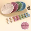3-Piece Silicone Baby Feeding Set with Suction Bowl, Divided Plate, Spoon, Fork, and Bib