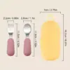 2PCS Silicone Stainless Steel Baby Fork and Spoon Set