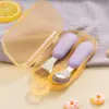 2PCS Silicone Stainless Steel Baby Fork and Spoon Set
