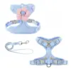100590-d1c3fe.webp Flower Design Pet Harness & Leash Set - Double Buckle Dog & Cat Leash Kit