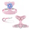 100590-fcfc6c.webp Flower Design Pet Harness & Leash Set - Double Buckle Dog & Cat Leash Kit