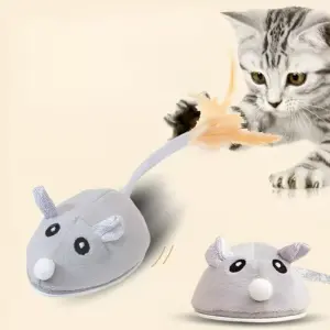 USB Rechargeable Moving Mouse Cat Toy with Feather