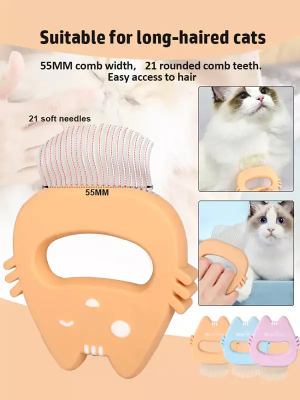100940-785e59.webp Soft Teeth Cat Deshedding Comb & Massage Brush for Kittens and Puppies