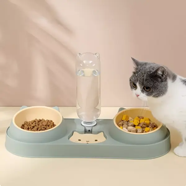 Double Dog & Cat Bowls with Water Dispenser