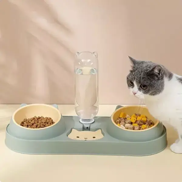 Double Dog & Cat Bowls with Water Dispenser