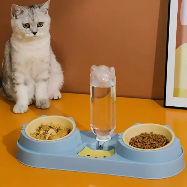 Double Dog & Cat Bowls with Water Dispenser