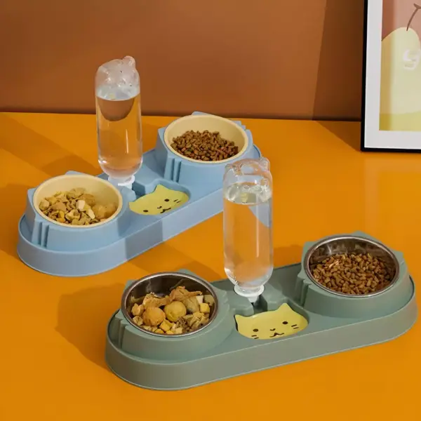 Double Dog & Cat Bowls with Water Dispenser