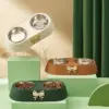 Bow-tie Stainless Steel Double Pet Bowl