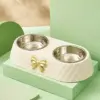 Bow-tie Stainless Steel Double Pet Bowl