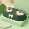 Bow-tie Stainless Steel Double Pet Bowl