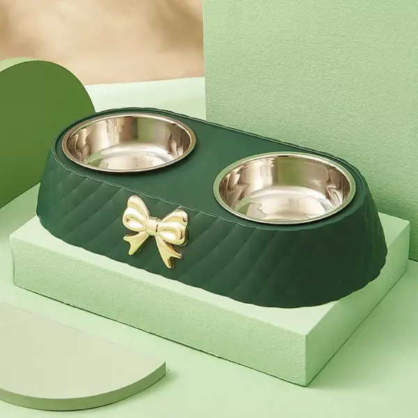 Bow-tie Stainless Steel Double Pet Bowl