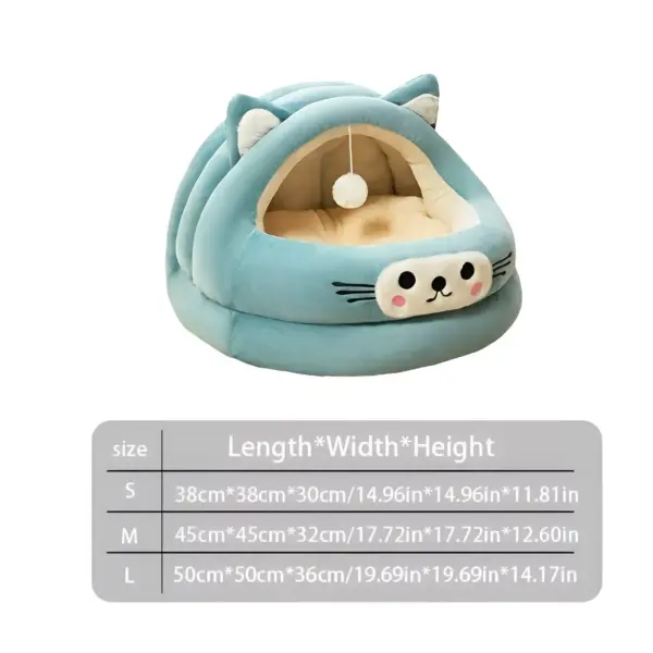 Cozy Semi-Enclosed Cat Bed with Cat Ear Design – Warm All-Season Nest
