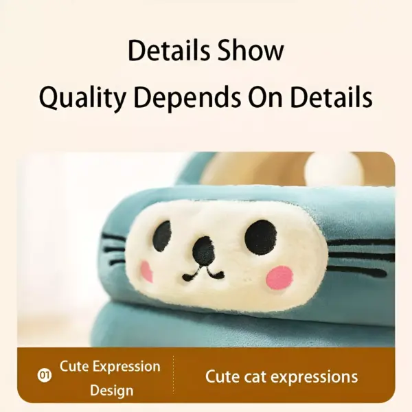 Cozy Semi-Enclosed Cat Bed with Cat Ear Design – Warm All-Season Nest
