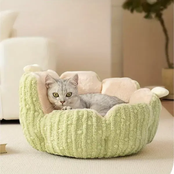 101145-89deb3.webp Fluffy Cat & Puppy Bed - Plush Winter Pet House & Cushion