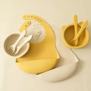 101946-682760.webp Silicone Baby Dinnerware Set with Adjustable Bib and Cartoon Bowl
