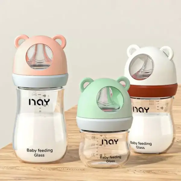 101964-1cfcd7.webp Wide Caliber Anti-Colic Glass Baby Bottle – 80ml, 160ml & 240ml BPA-Free