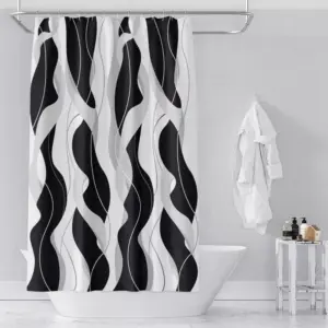 102306-42fcb4.webp Modern Striped Polyester Shower Curtain