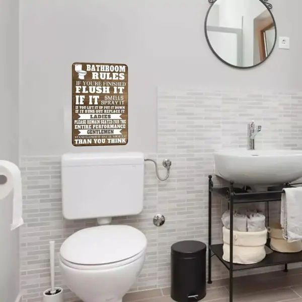 102352-0d1b9e.webp Charming Farmhouse Bathroom Humor Metal Tin Sign