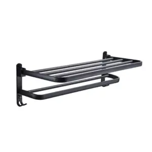 102717-c92c89.webp Matte Black 50CM Folding Wall-Mount Aluminum Towel Rack with Hook