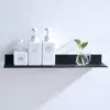 Modern Matte Black Wall-Mounted Aluminum Shelf for Bathroom & Kitchen Storage