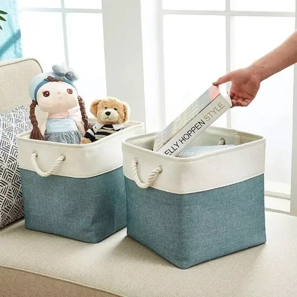 102825-016f0a.webp Versatile Large Linen Fabric Storage Basket: Space-Saving, Stylish, and Durable
