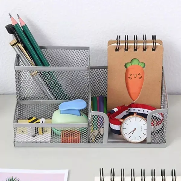 103091-5d3e31.webp Stylish 3-Compartment Metal Pen Holder & Desk Organizer