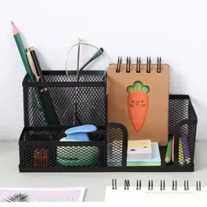 103091-a0330e.webp Stylish 3-Compartment Metal Pen Holder & Desk Organizer