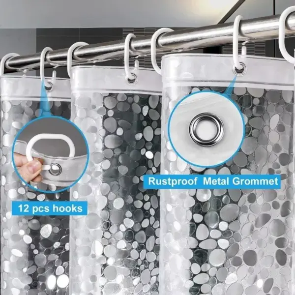 103135-35a349.webp Modern Pebble Pattern Transparent Shower Curtain