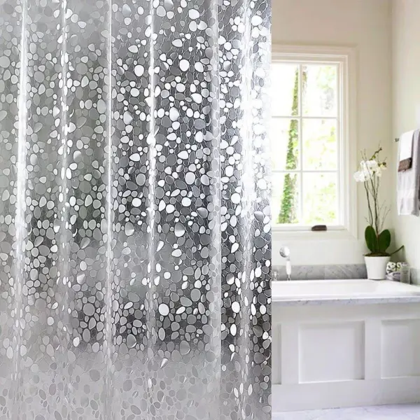 103135-63df32.webp Modern Pebble Pattern Transparent Shower Curtain