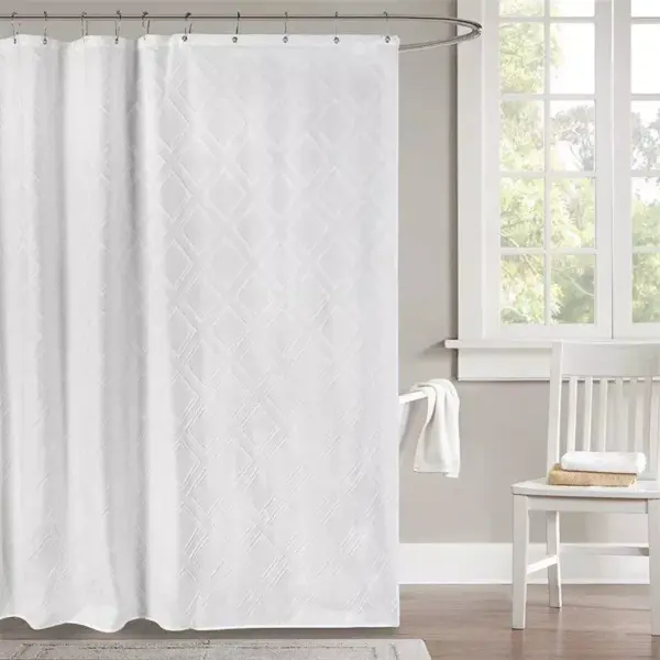 103137-a86ff5.webp Elegant White Diamond Tufted Shower Curtain: Chic Farmhouse Style