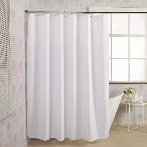 103140-7d8050.webp Luxurious Waffle Plaid Shower Curtain with Quick-Dry Waterproof Design