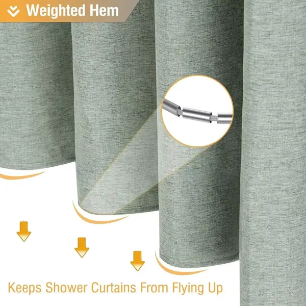 103191-0dfe84.webp Luxury Waterproof Linen-Texture Shower Curtain with Silver Hooks