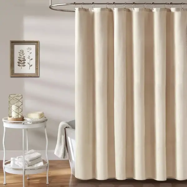 103191-d547fc.webp Luxury Waterproof Linen-Texture Shower Curtain with Silver Hooks