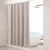 103192-a04dd5.webp Luxurious Boho-Chic Striped Linen Cotton Shower Curtain with Tassels and Hooks
