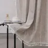 103192-e76902.webp Luxurious Boho-Chic Striped Linen Cotton Shower Curtain with Tassels and Hooks