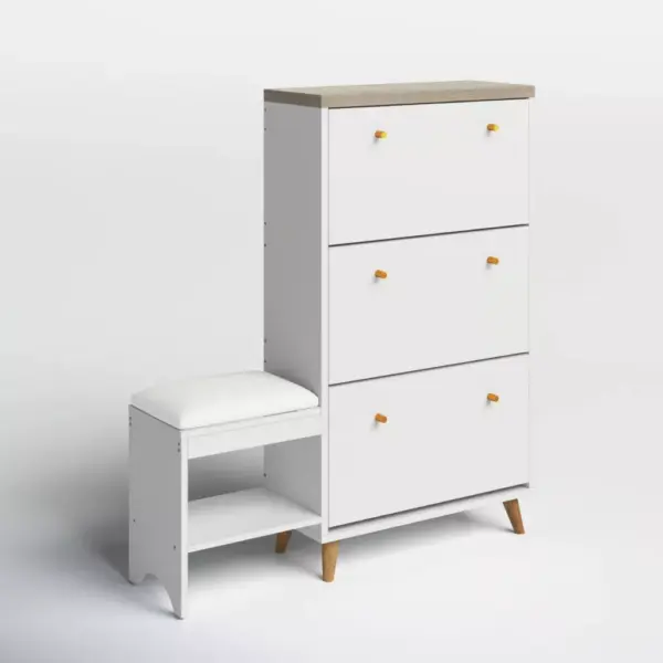 103455-0a9c6b.webp 3-Drawer Flip Shoe Cabinet with Bench