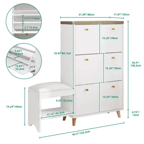 103455-1b3a29.webp 3-Drawer Flip Shoe Cabinet with Bench