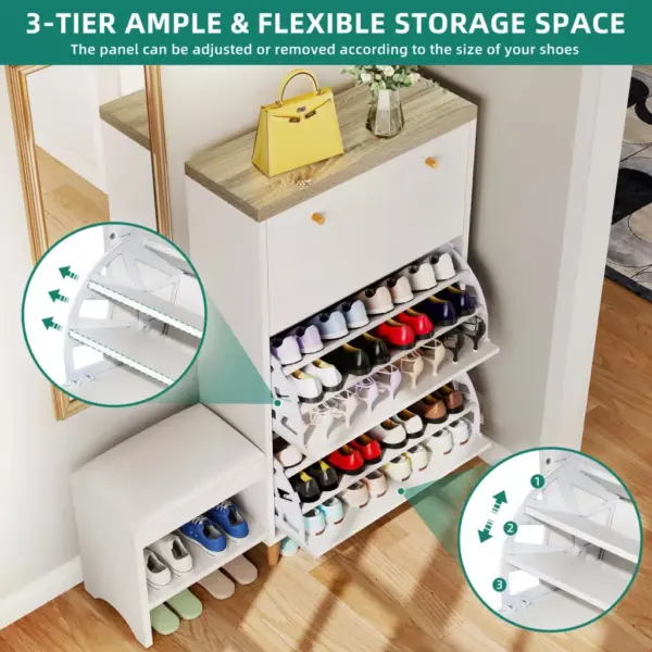 103455-360ffd.webp 3-Drawer Flip Shoe Cabinet with Bench