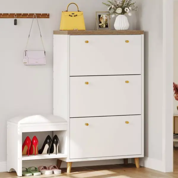 103455-e8a0c5.webp 3-Drawer Flip Shoe Cabinet with Bench