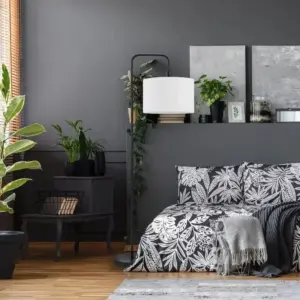 103461-14ab40.webp 58" Matte Black Floor Lamp with White Linen Shade - Contemporary Nordic Design