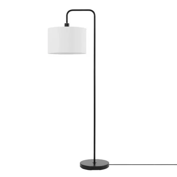 103461-3807fd.webp 58" Matte Black Floor Lamp with White Linen Shade - Contemporary Nordic Design