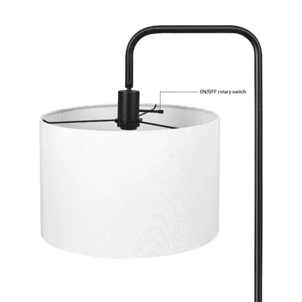 103461-7f27e5.webp 58" Matte Black Floor Lamp with White Linen Shade - Contemporary Nordic Design