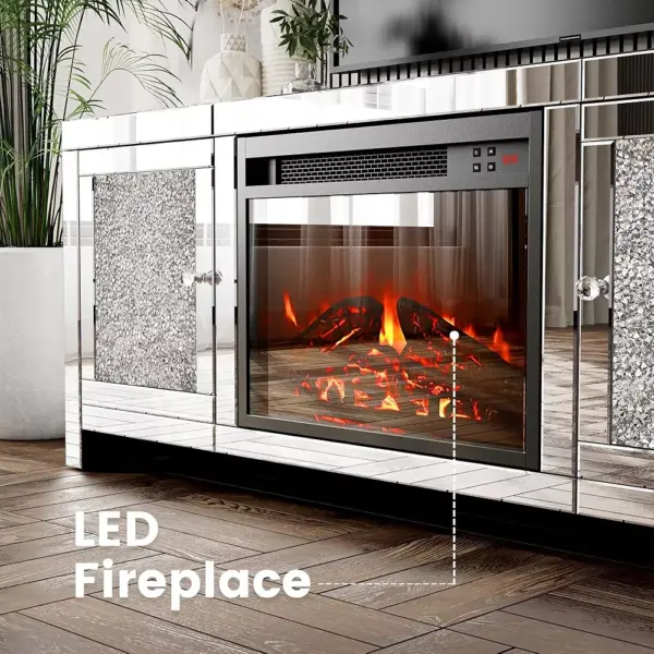 103462-fa9023.webp Mirrored Fireplace TV Stand with Crushed Diamonds & LED Flame – 50" TV Console